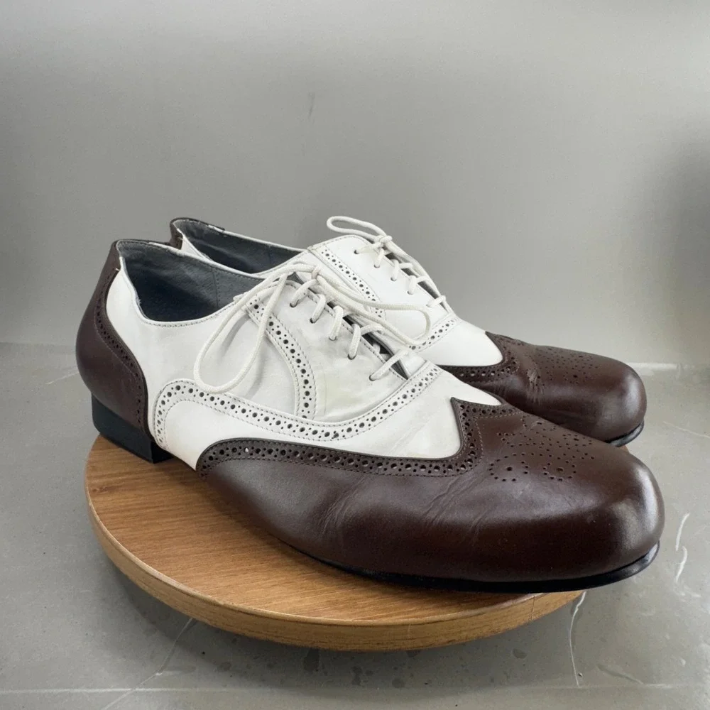 Aris Allen Mens Spectator Oxford Shoes 15 Brown White Wingtip Swing Dance